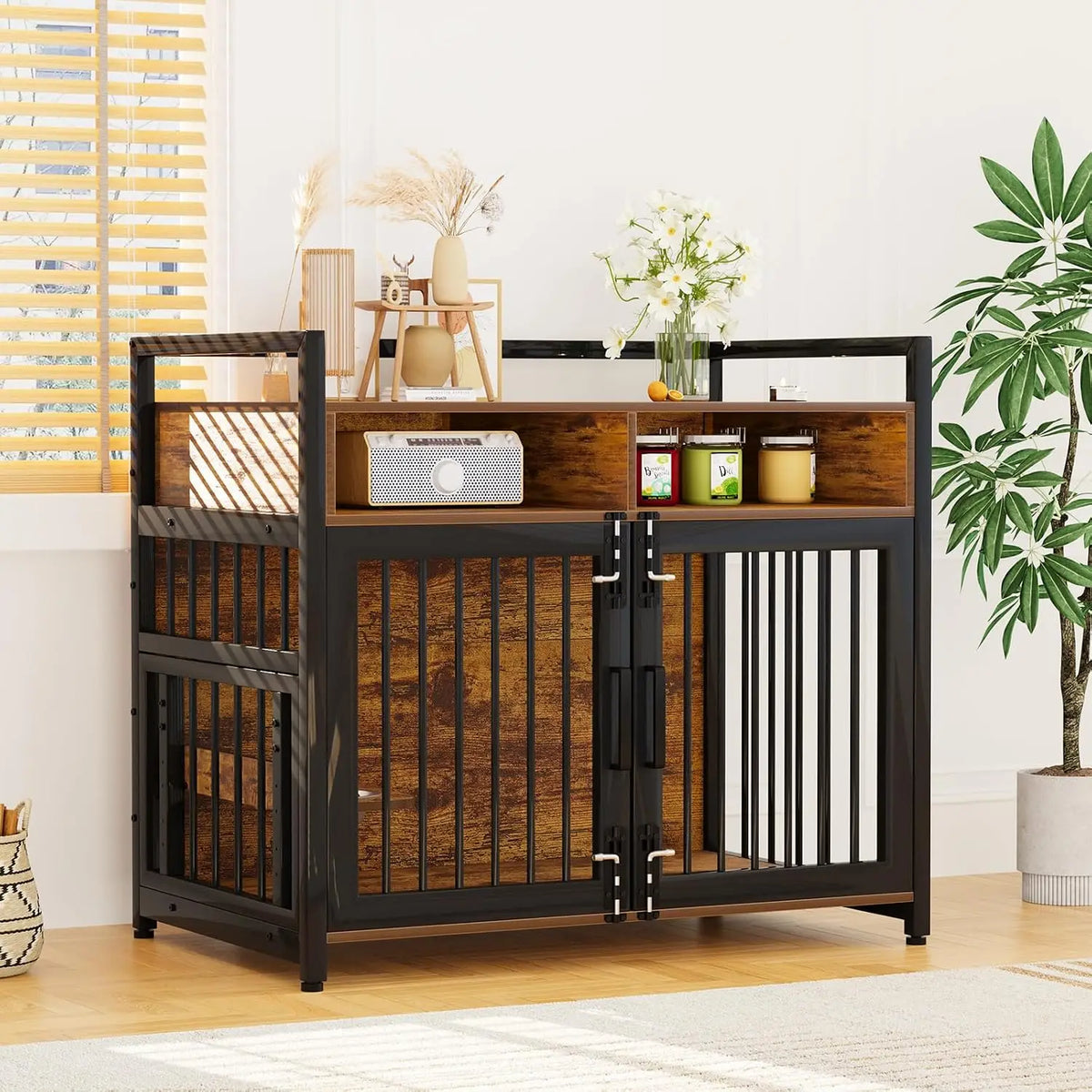 Garvee Indoor Wooden Dog Crate Furniture With Adjustable Legs