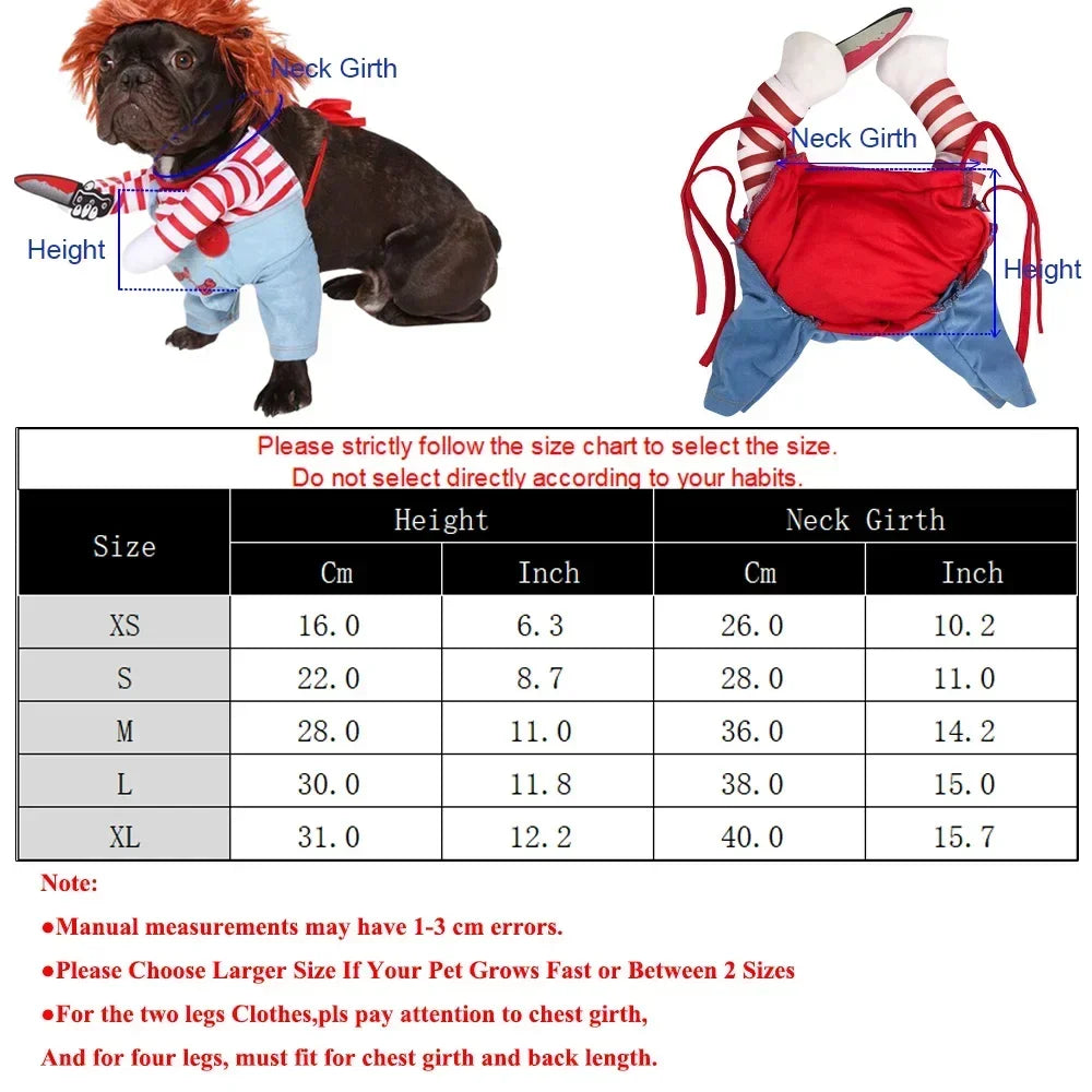 Holapet Halloween Chucky Pet Costume Funny 3D Dog Cat Outfit