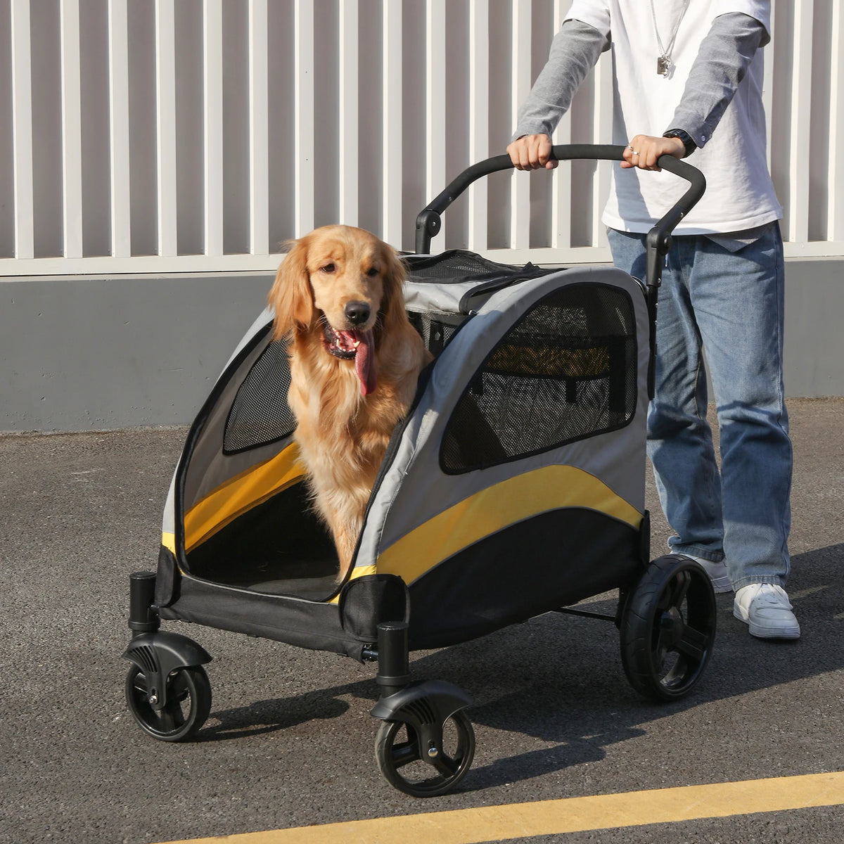Portable Foldable Four Wheel Dog Stroller For Pet Travel Carrier