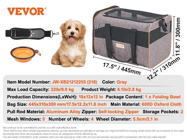 Breathable Four Wheel Pet Carrier Backpack With Telescopic Handle
