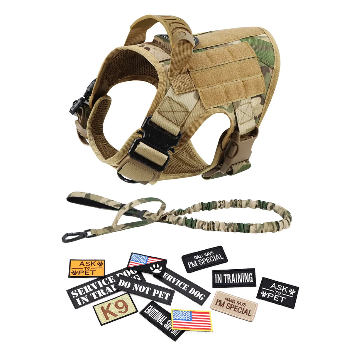 Petavel Tactical Dog Harness Vest Padded Nylon Quick Release Set