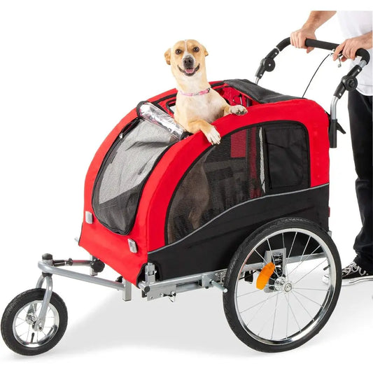 Dog Bike Trailer Pet Stroller Carrier With Hitch Suspension