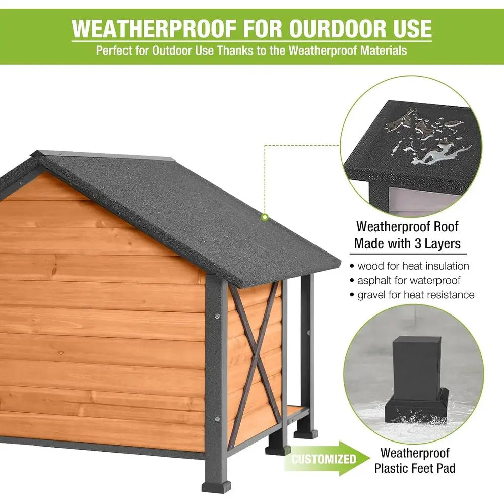 Durable Outdoor Dog Kennel With Iron Frame And Wooden Panels