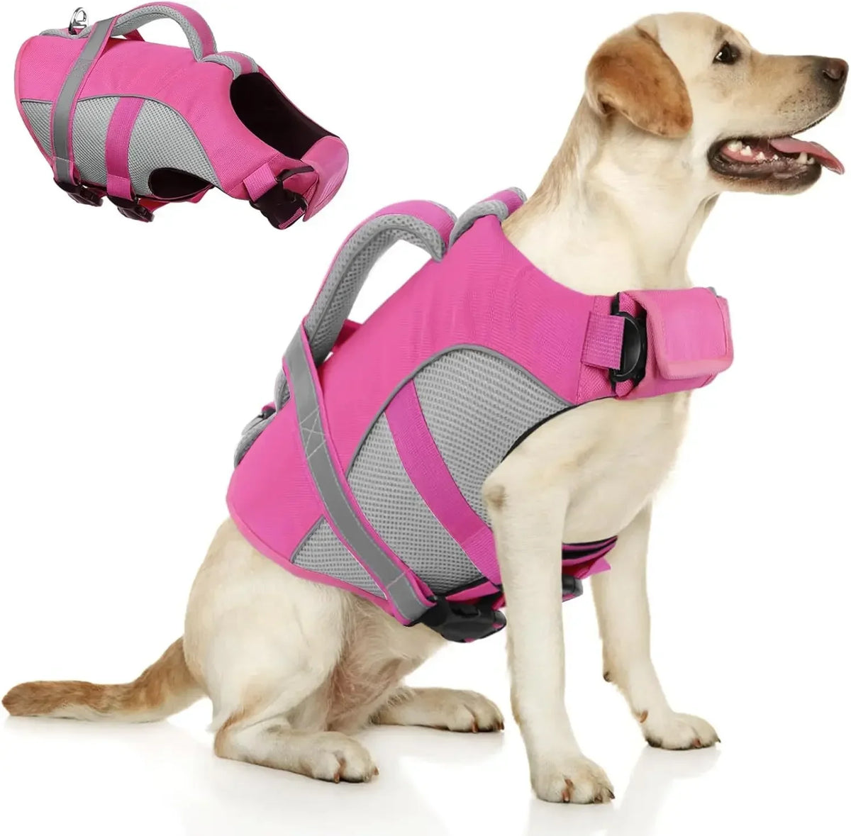 Durable Mesh Dog Life Jacket With Reflective Handle And Buoyancy