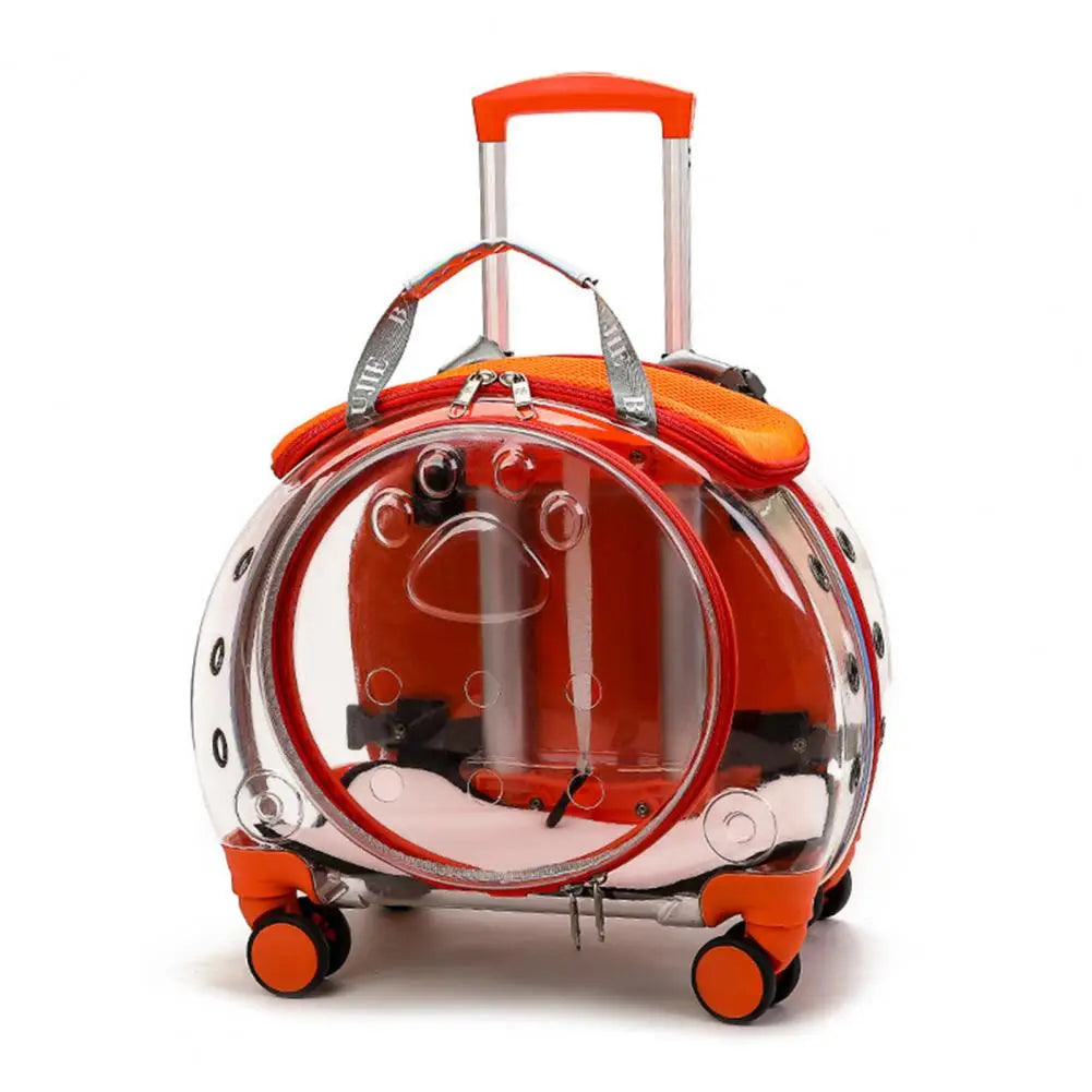 Pet Trolley Carrier Backpack With Ventilation And Silent Wheels