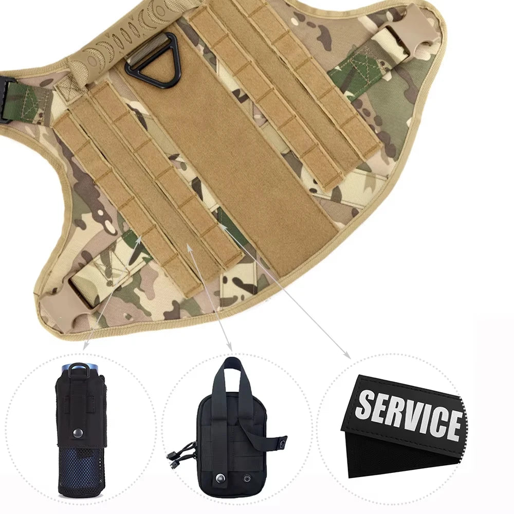 Petavel Tactical Dog Harness Vest Padded Nylon Quick Release Set