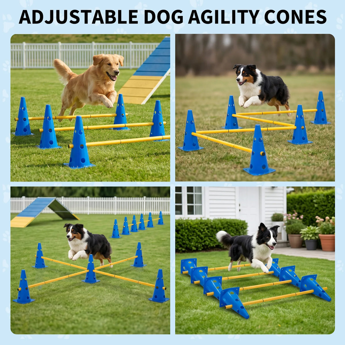 Dog Agility Training Set With Adjustable Hurdles For Exercise