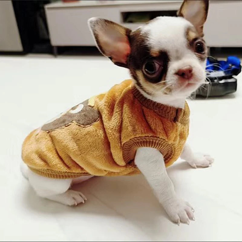 Winter Warm Printed Fleece Dog Sweater For Small Pets