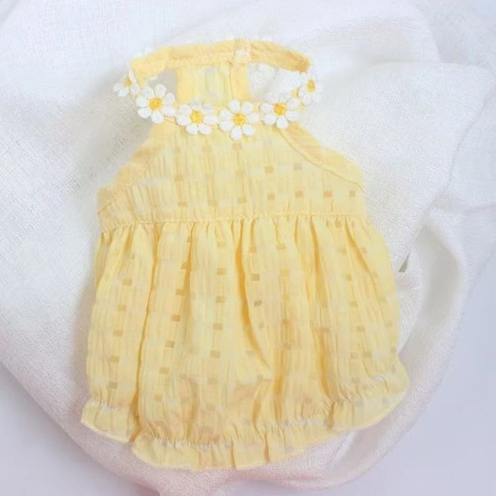 Breathable Floral Collar Pet Dress For Small Dogs And Cats