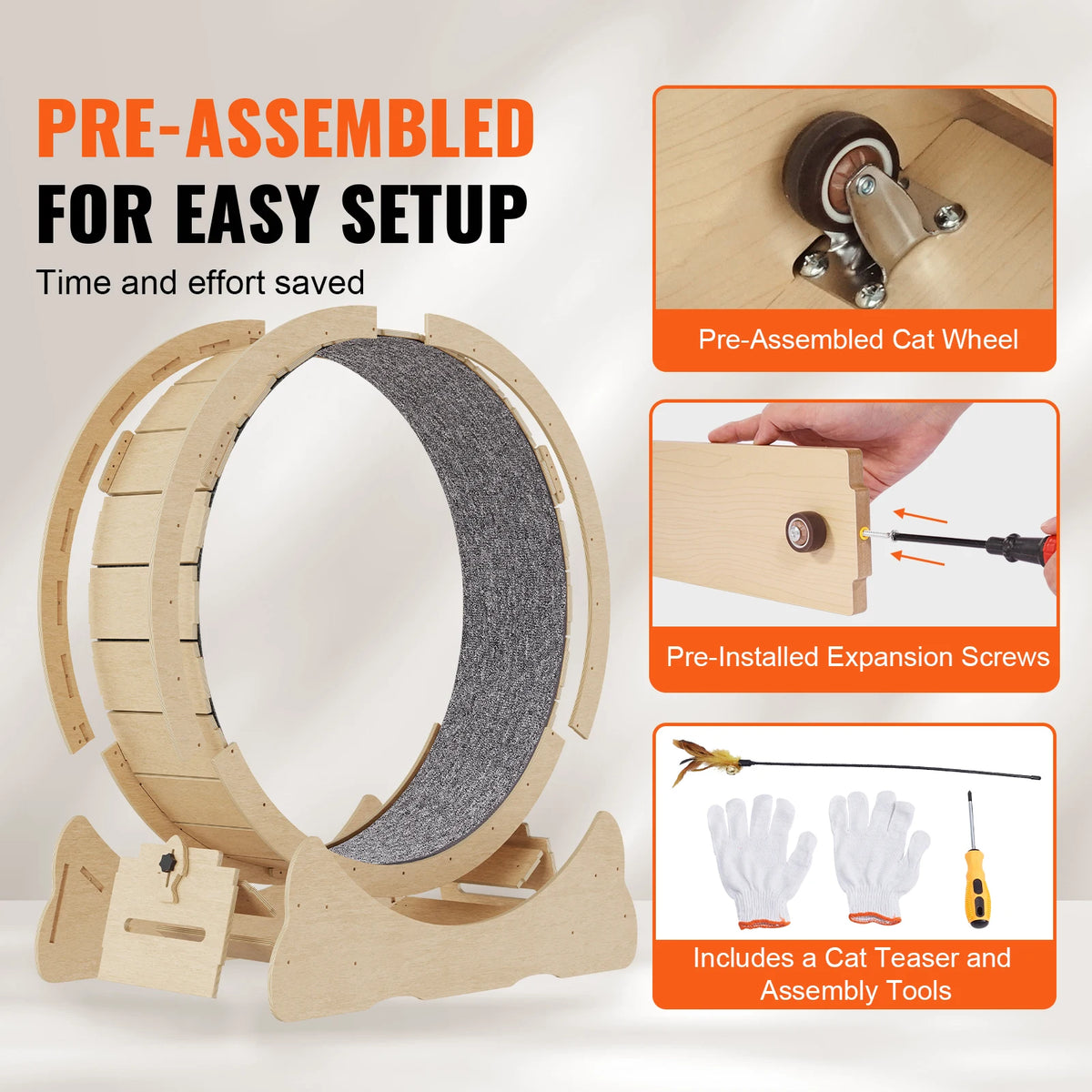 SucceBuy Wooden Cat Exercise Wheel For Indoor Fitness And Play