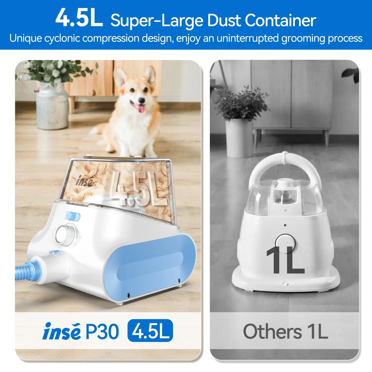 Inse P30 Pet Grooming Vacuum With Professional Clipper Set