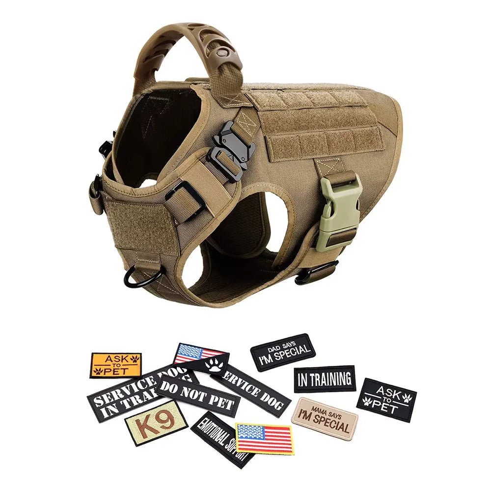 Petavel Tactical Dog Harness Vest Padded Nylon Quick Release Set