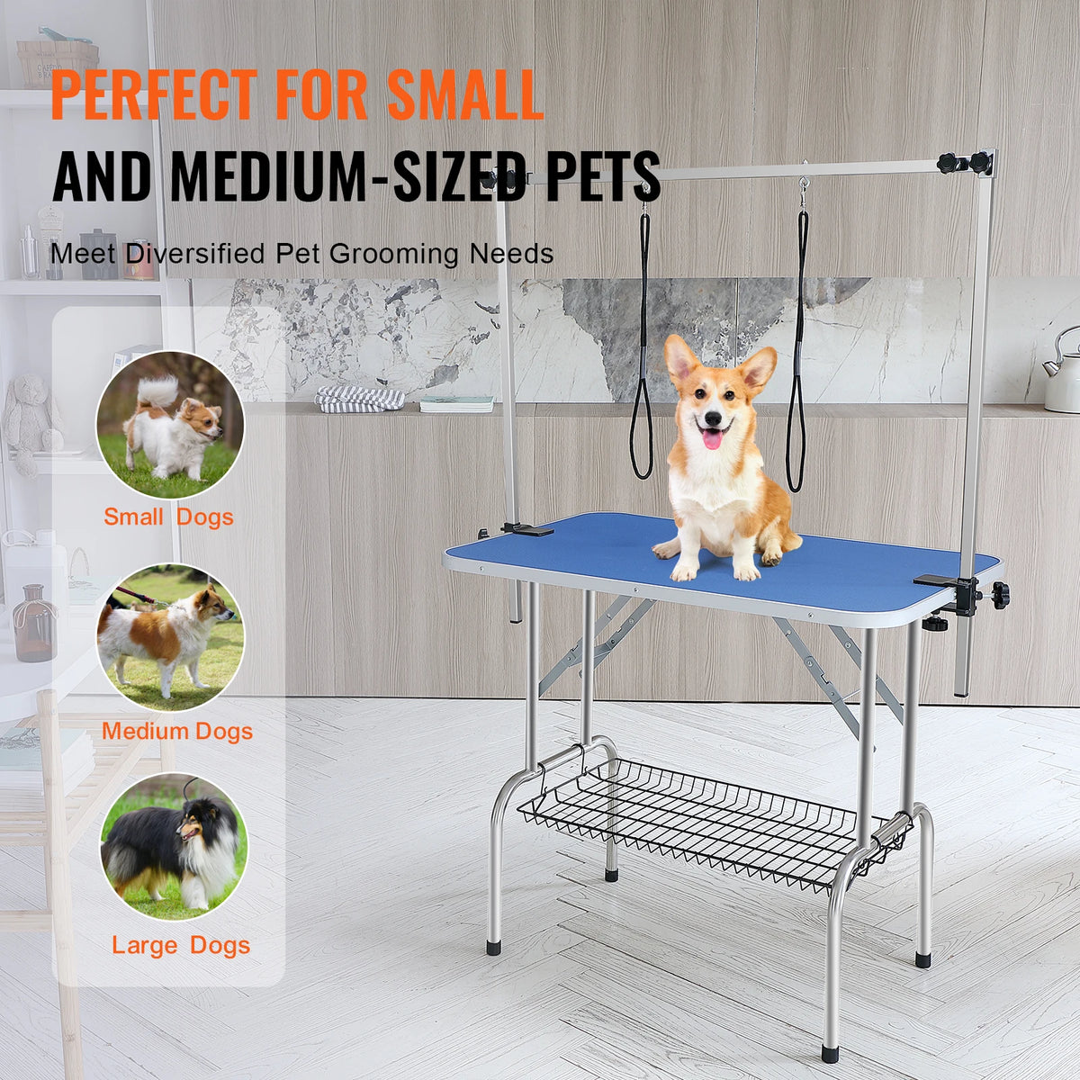 Stainless Steel Foldable Pet Grooming Table With Safety Arm