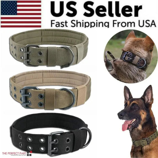 Tactical Heavy Duty Nylon Dog Collar With Secure Metal Buckle
