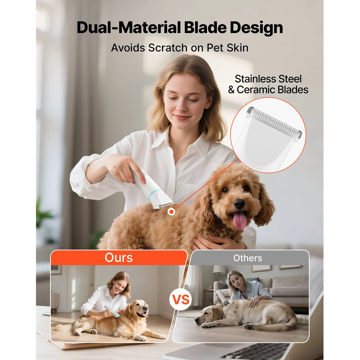 Cordless Dog Clippers With Low Noise Grooming And Precision Blades