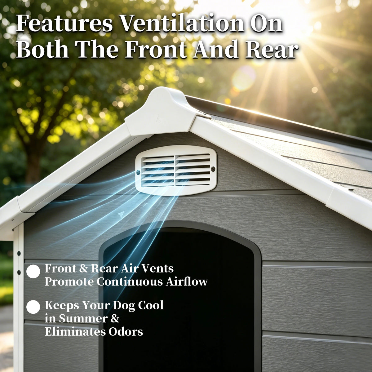 Waterproof Plastic Doghouse With Air Vents And Elevated Floor