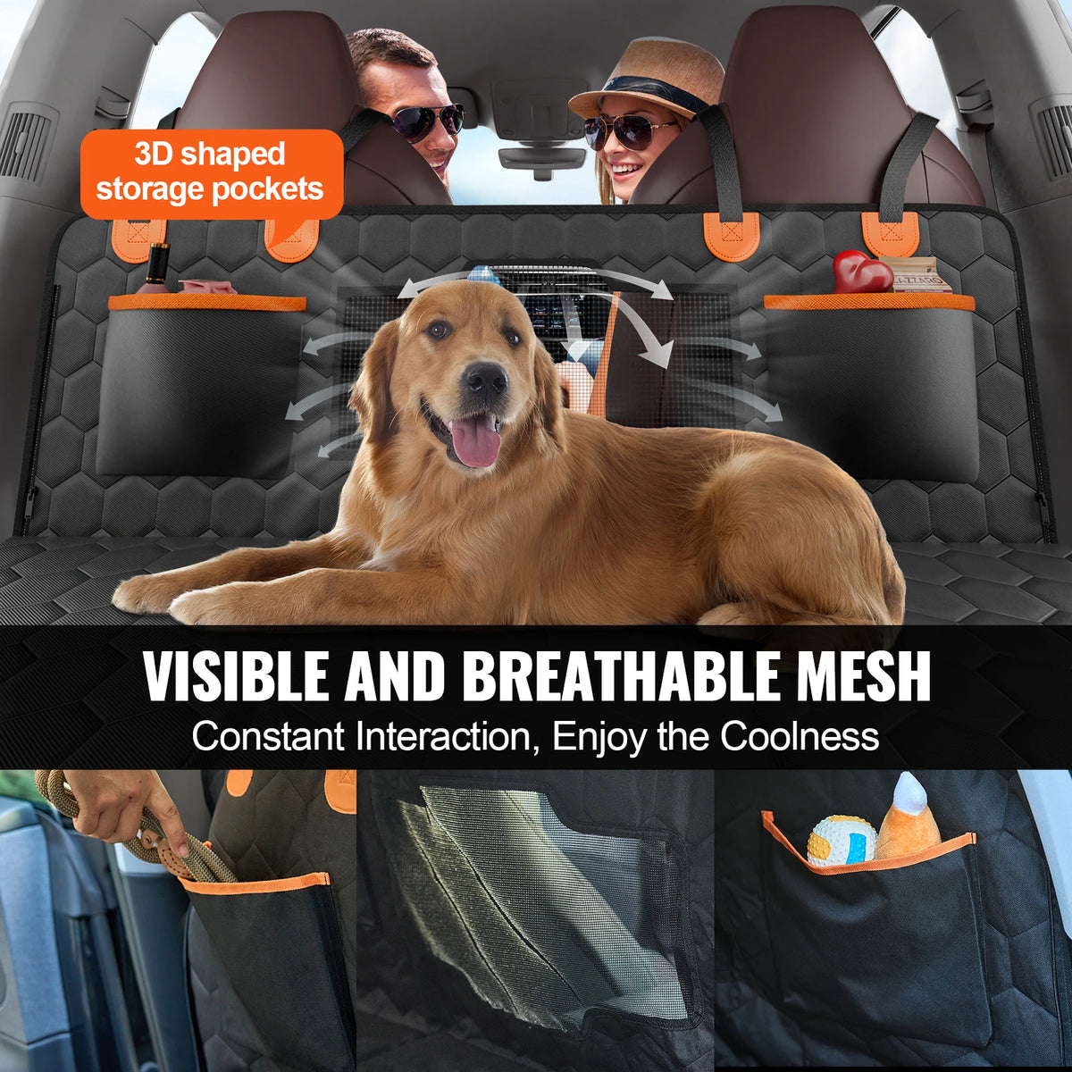 SucceBuy Car Back Seat Extender Mesh Window Storage Pockets