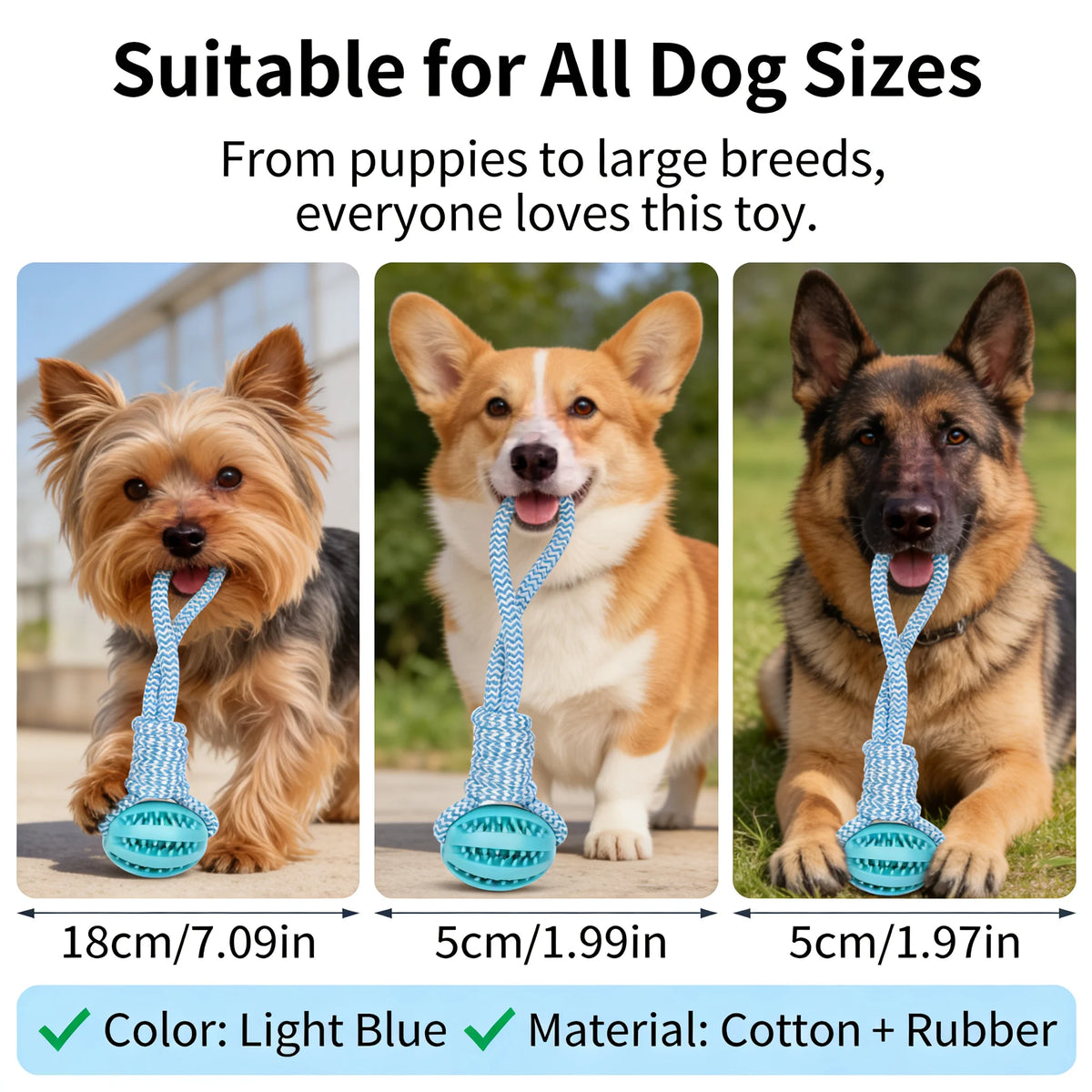 Two In One Dog Chew Toy Treat Dispenser Cotton Rope