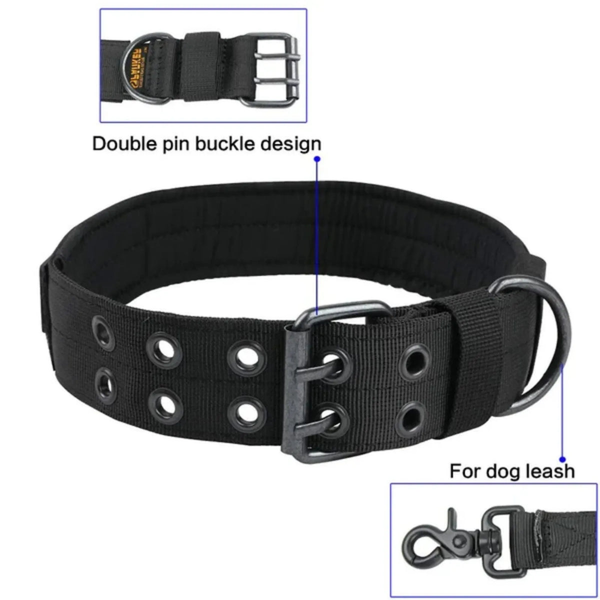 Tactical Heavy Duty Nylon Dog Collar With Secure Metal Buckle