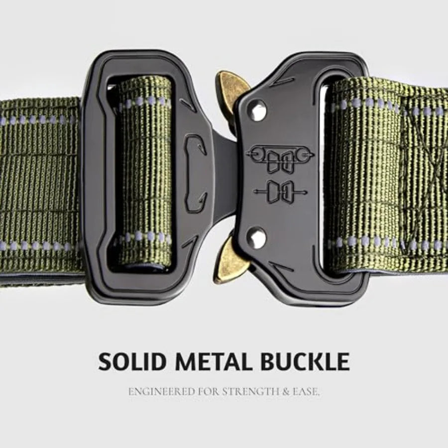 Tactical Dog Collar With Handle Reflective Lining And Airtag Holder