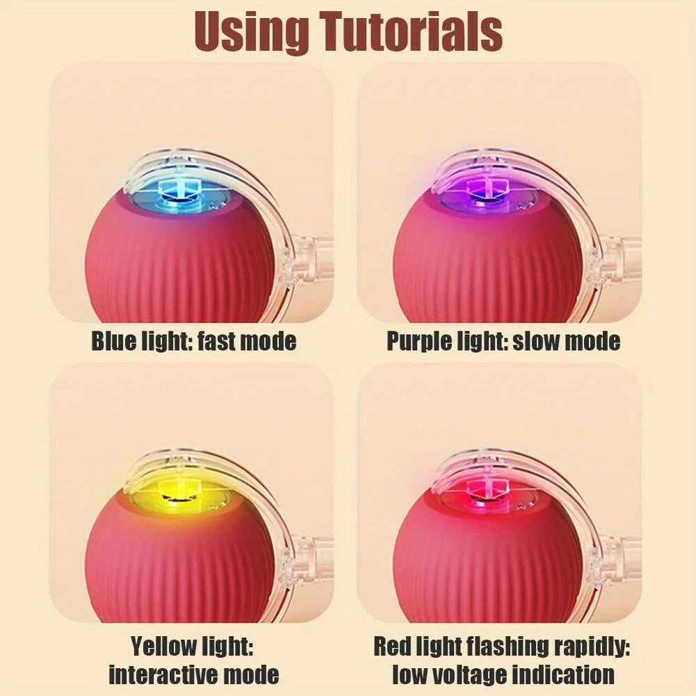 Automatic Cat Rolling Ball Interactive LED Rechargeable Self Play Toy