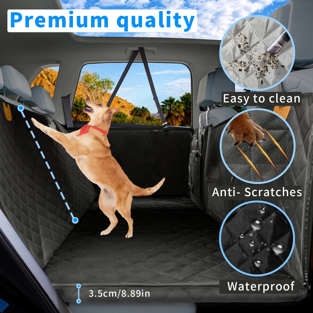 Borwart Waterproof Dog Car Seat Cover With Mesh Storage Pocket