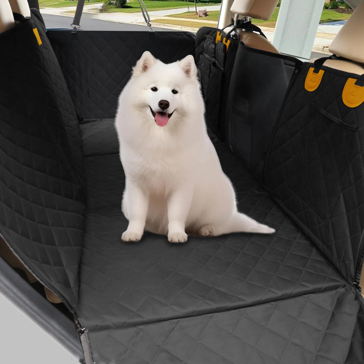 Borwart Waterproof Dog Car Seat Cover With Mesh Storage Pocket