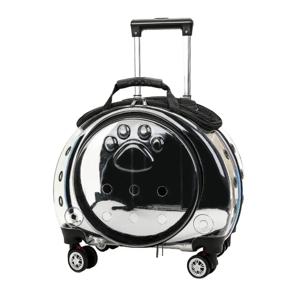 Pet Trolley Carrier Backpack With Ventilation And Silent Wheels
