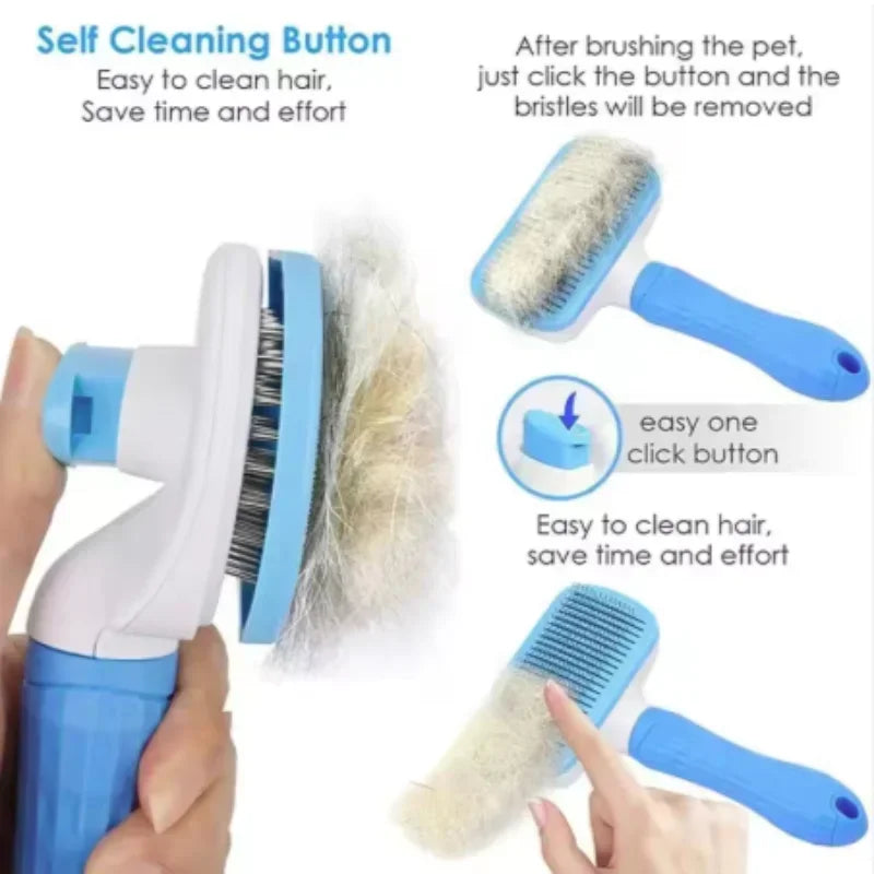 Self Cleaning Dog And Cat Deshedding Grooming Brush For Bathing