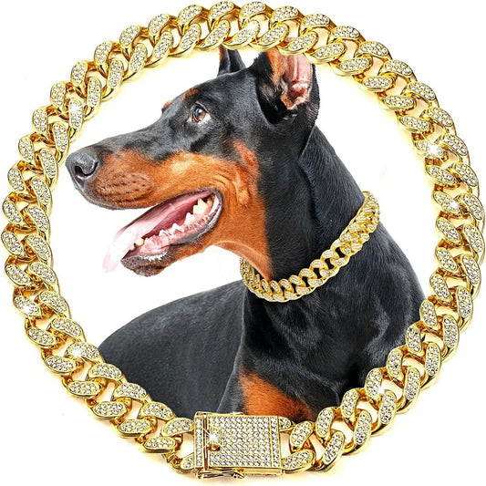 Luxury Stainless Steel Chain Collar For Dogs And Cats