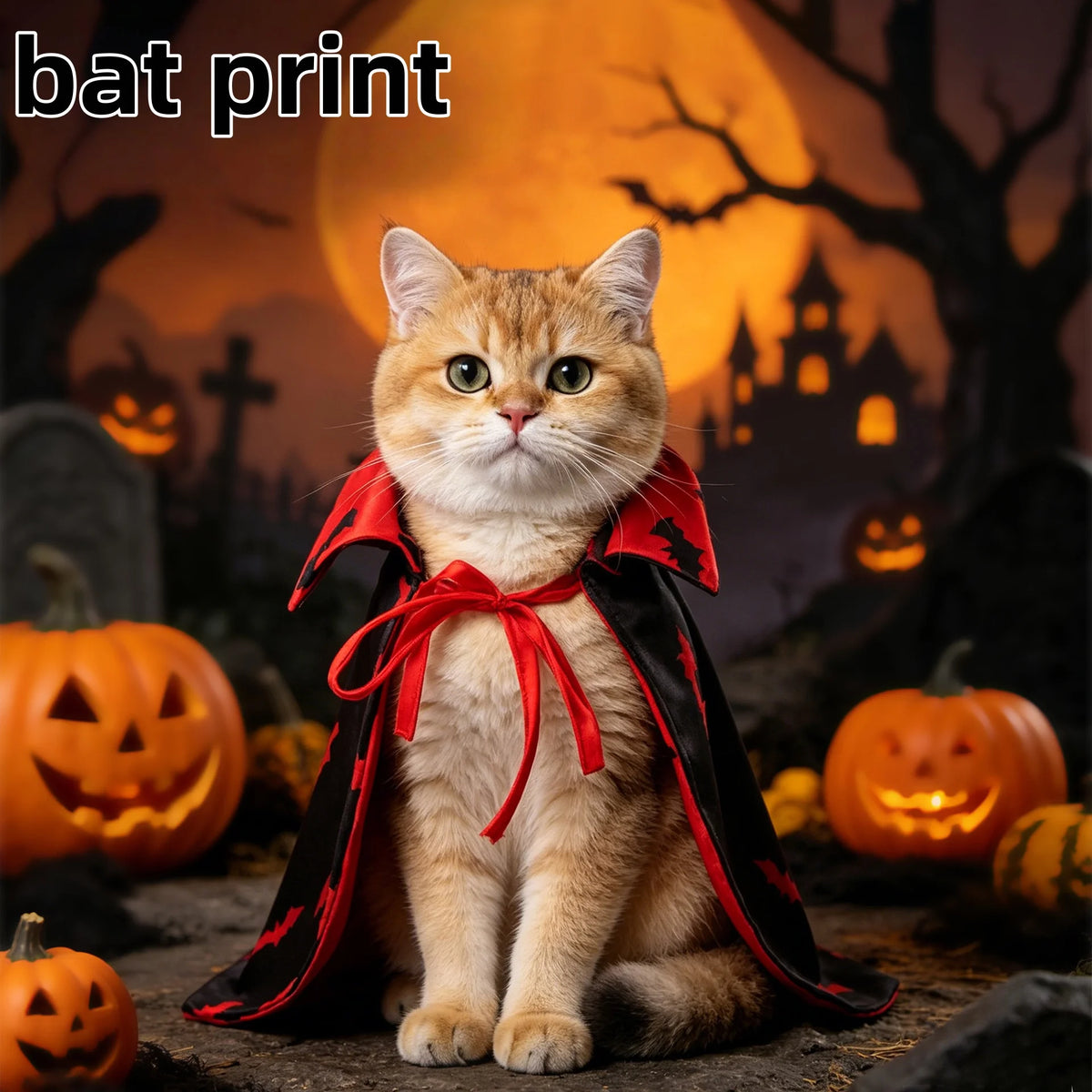 Reversible Bat Vampire Pet Cape Costume For Cats And Dogs