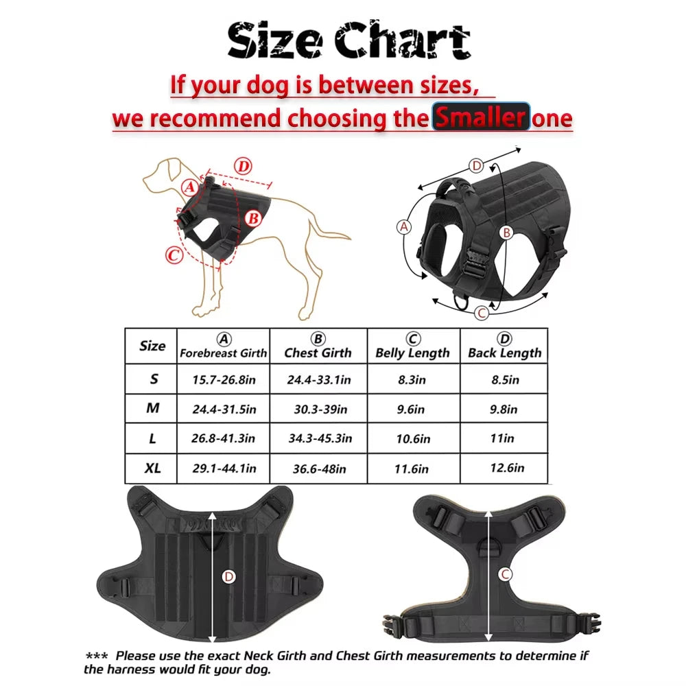 Petavel Tactical Dog Harness Vest Padded Nylon Quick Release Set