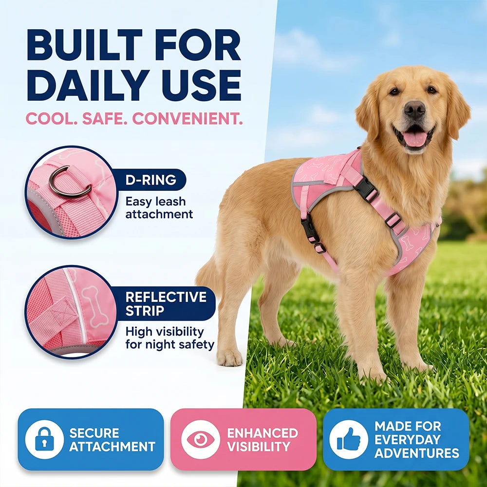 Cooling Vest For Dogs With Replaceable Freezer Packs
