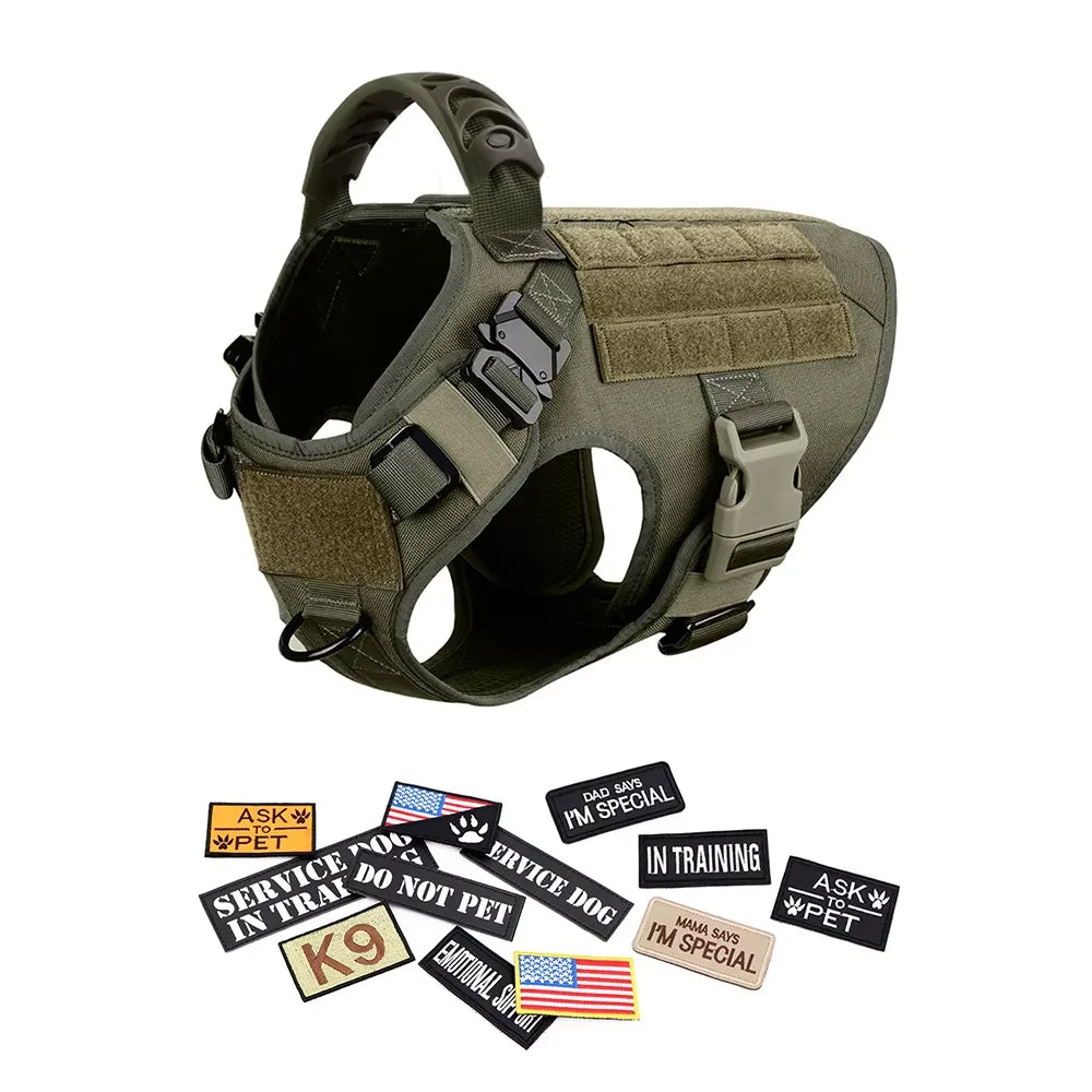 Petavel Tactical Dog Harness Vest Padded Nylon Quick Release Set