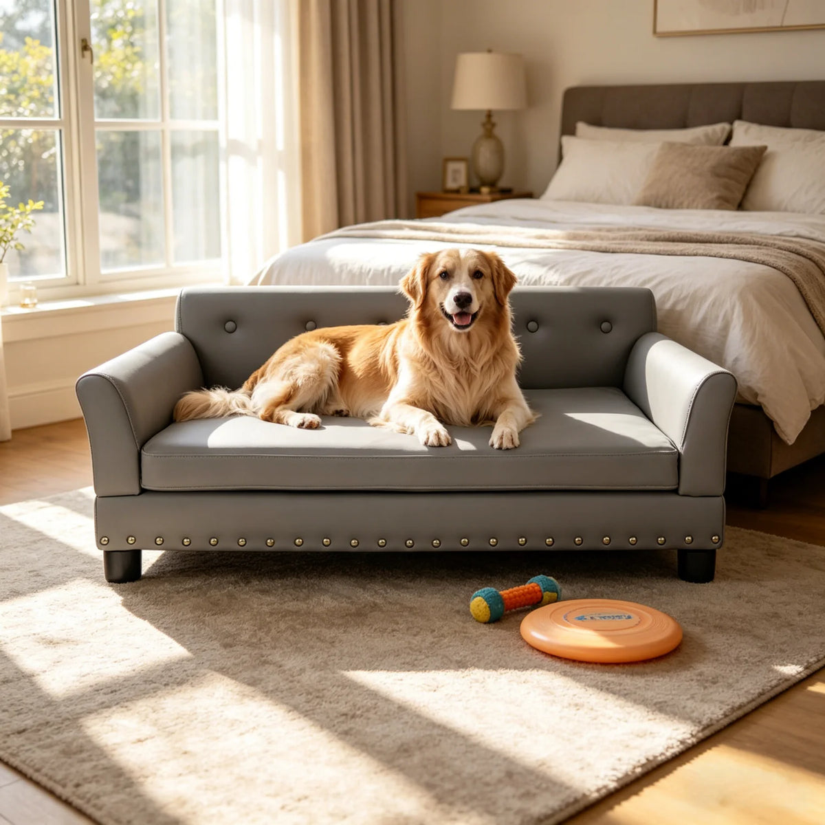 BINGOPAW Elevated Dog Sofa With Removable Microfiber Cushion