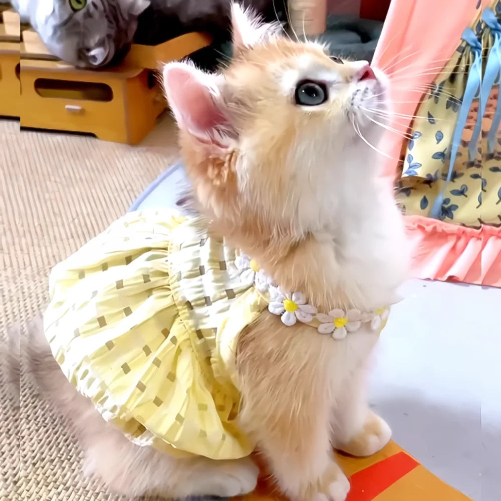 Breathable Floral Collar Pet Dress For Small Dogs And Cats