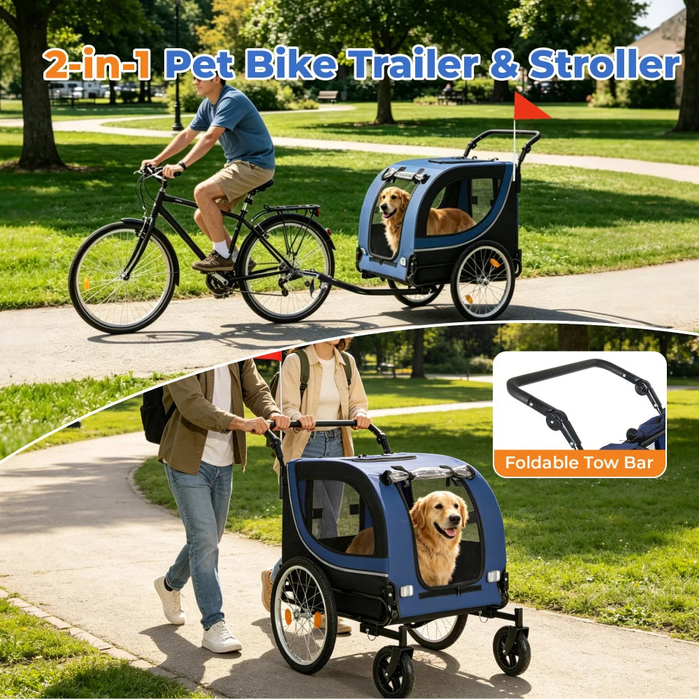 Premium Foldable Bike Trailer And Pet Stroller For Dogs