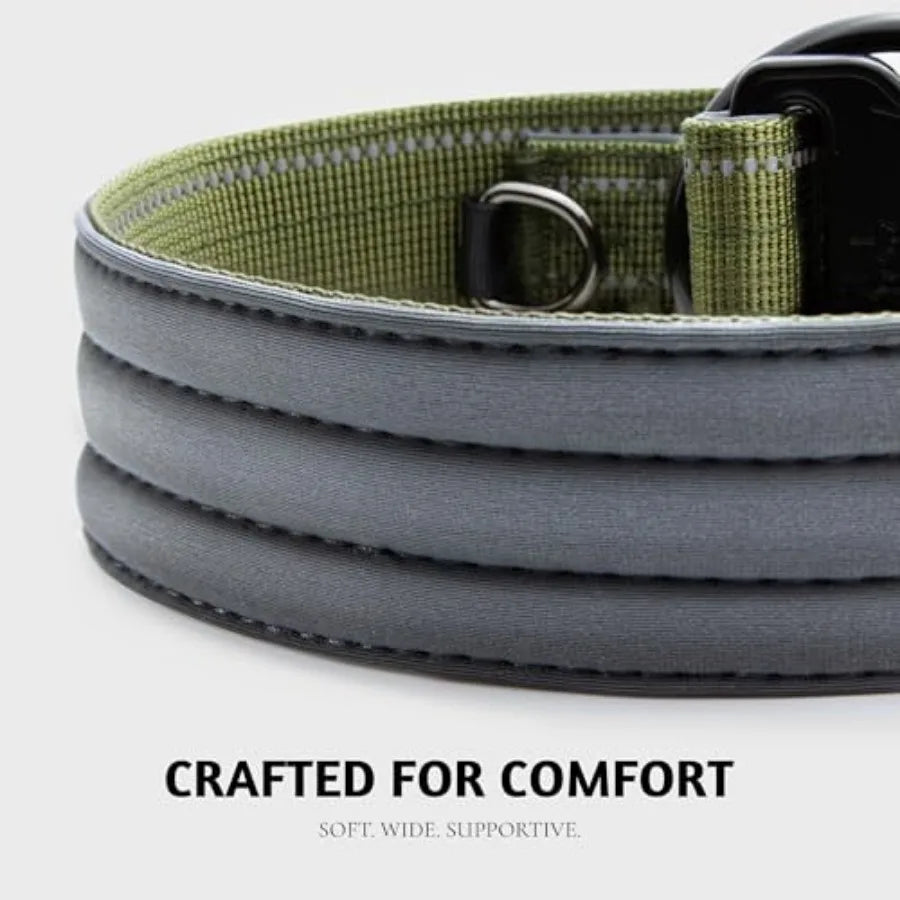 Tactical Dog Collar With Handle Reflective Lining And Airtag Holder