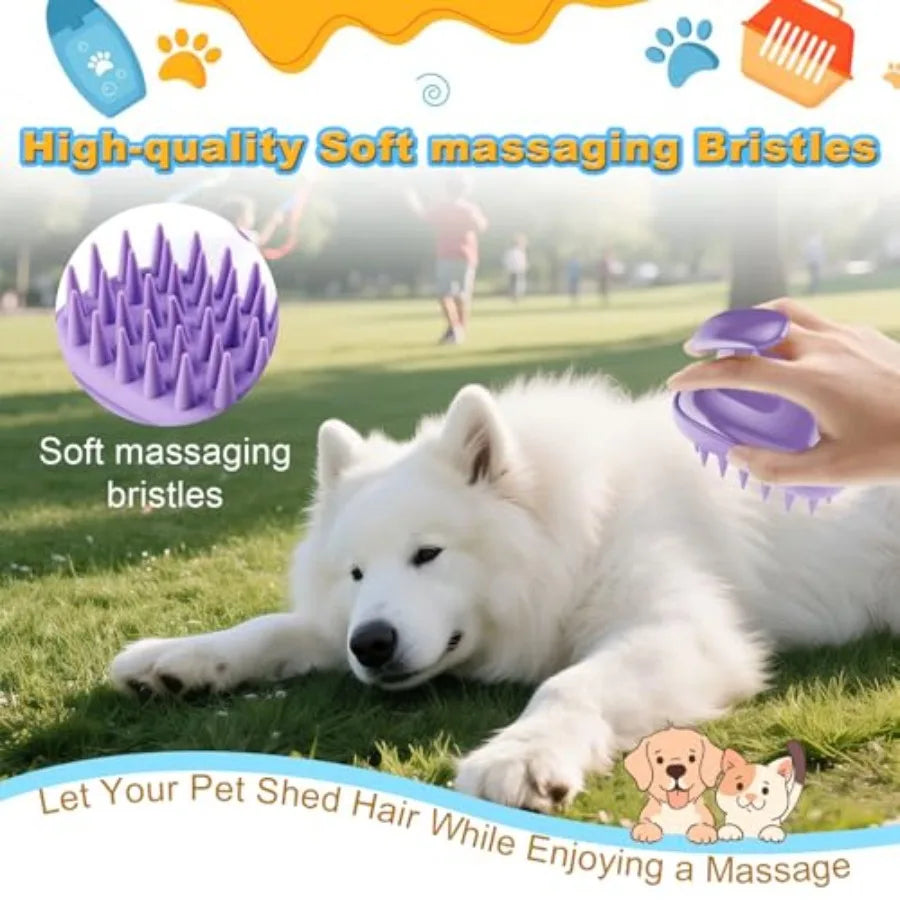 2 In 1 Dog Bath Brush Grooming And Massage Scrubber