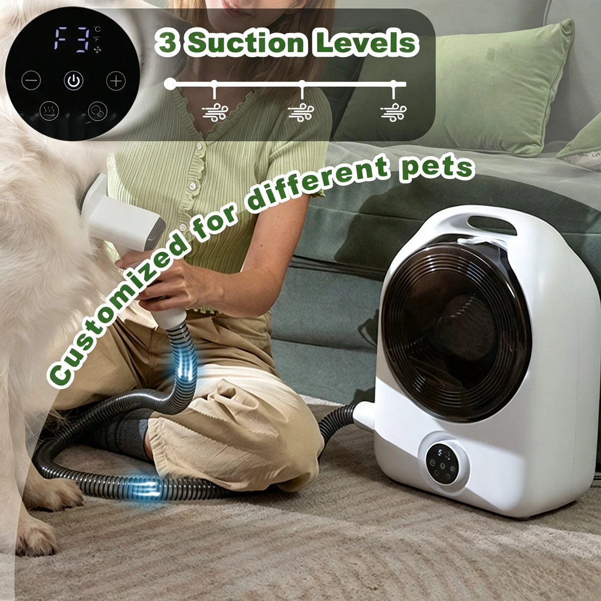 Professional Pet Grooming Vacuum Kit With Quiet Dog Clippers