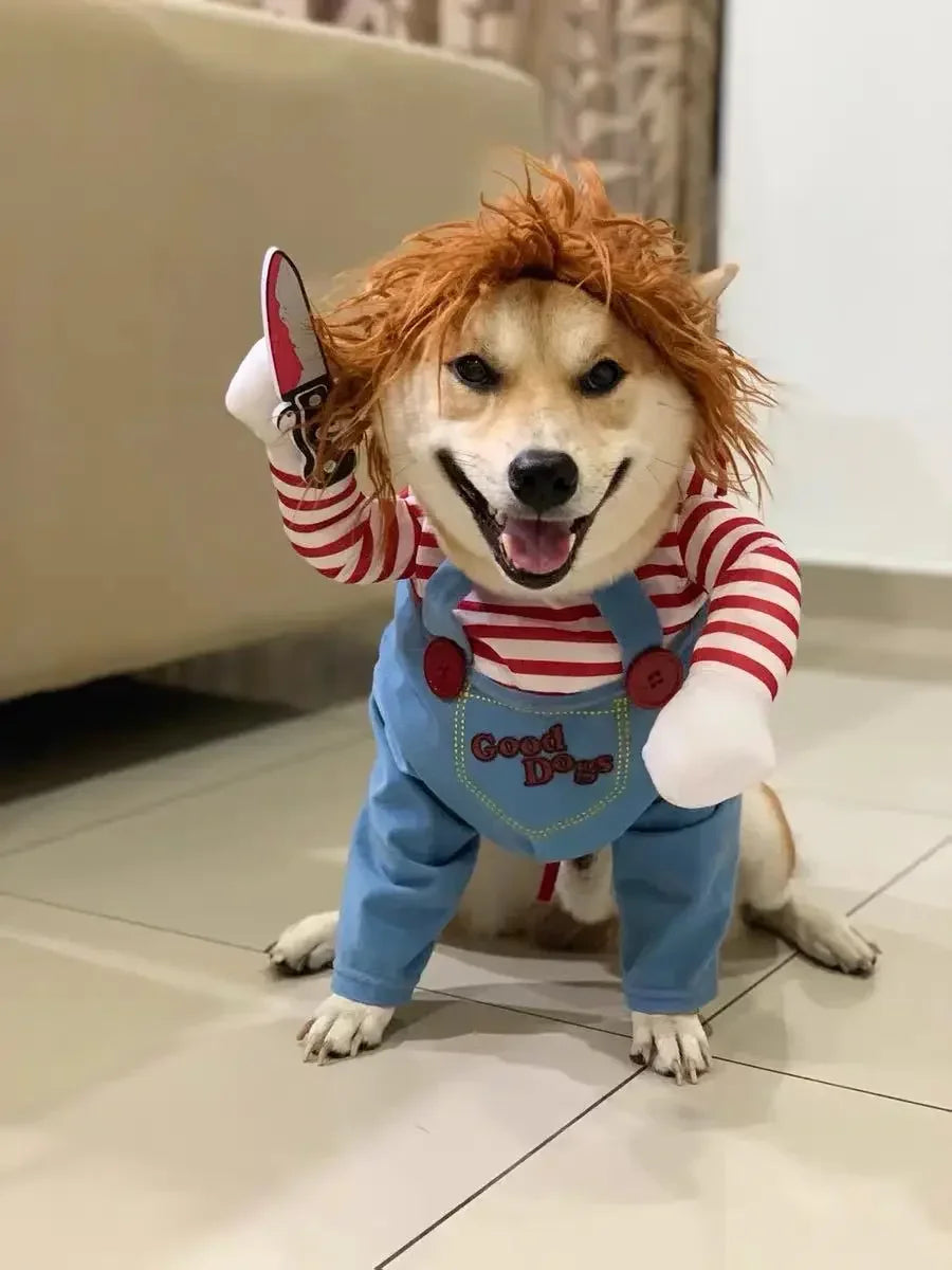 Holapet Halloween Chucky Pet Costume Funny 3D Dog Cat Outfit