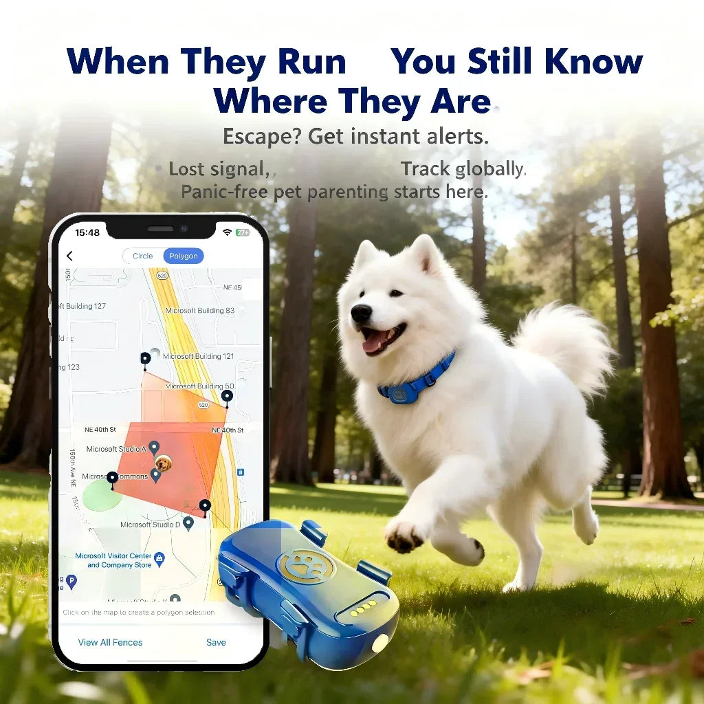 Wanwaytech GPS Pet Tracker Dogs Unlimited Range 4G LTE Connection