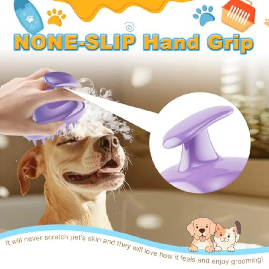 2 In 1 Dog Bath Brush Grooming And Massage Scrubber