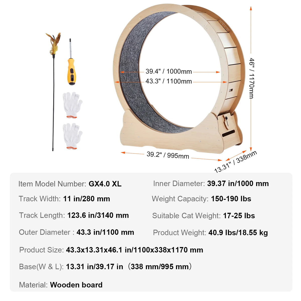 SucceBuy Wooden Cat Exercise Wheel For Indoor Fitness And Play
