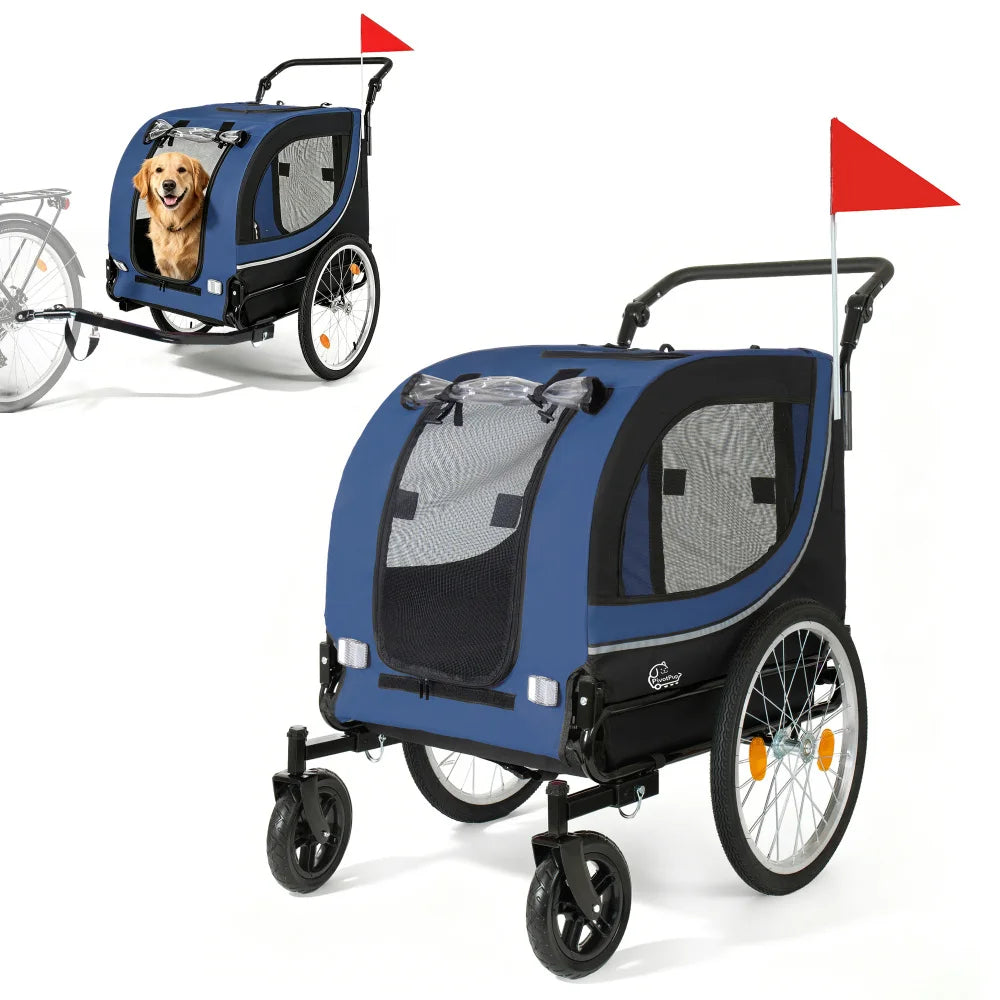 Premium Foldable Bike Trailer And Pet Stroller For Dogs