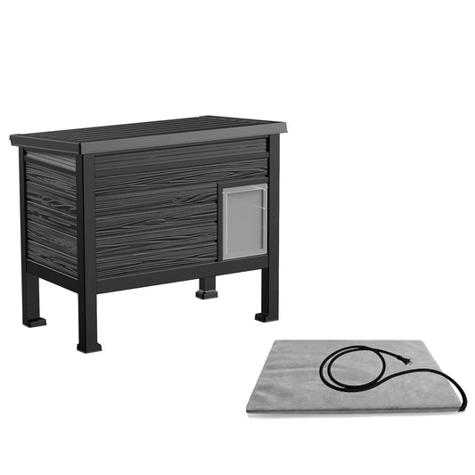 Indoor Outdoor Plastic Cat House With Integrated Heating Pad