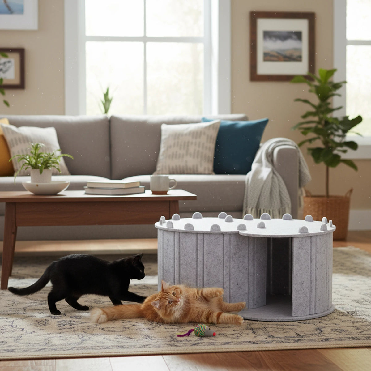 Foldable Felt Cat Tunnel Bed Peekaboo Cave For Pets