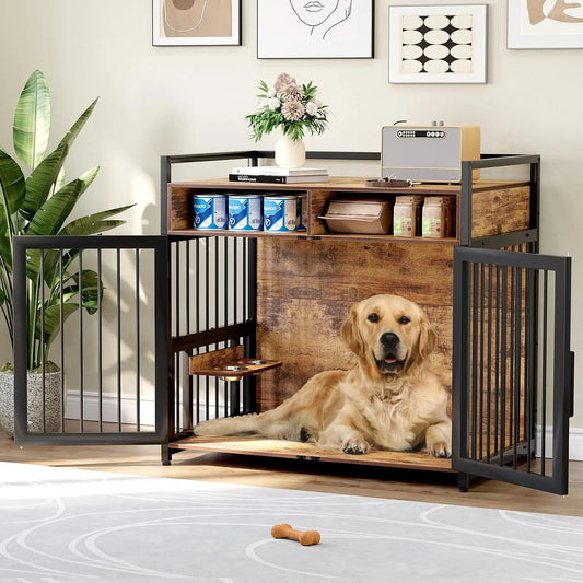 Garvee Indoor Wooden Dog Crate Furniture With Adjustable Legs