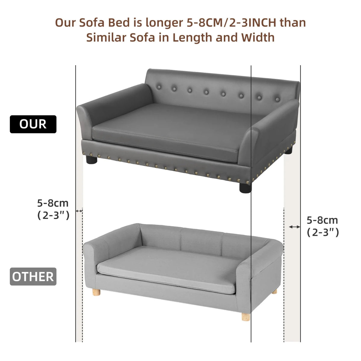 BINGOPAW Elevated Dog Sofa With Removable Microfiber Cushion
