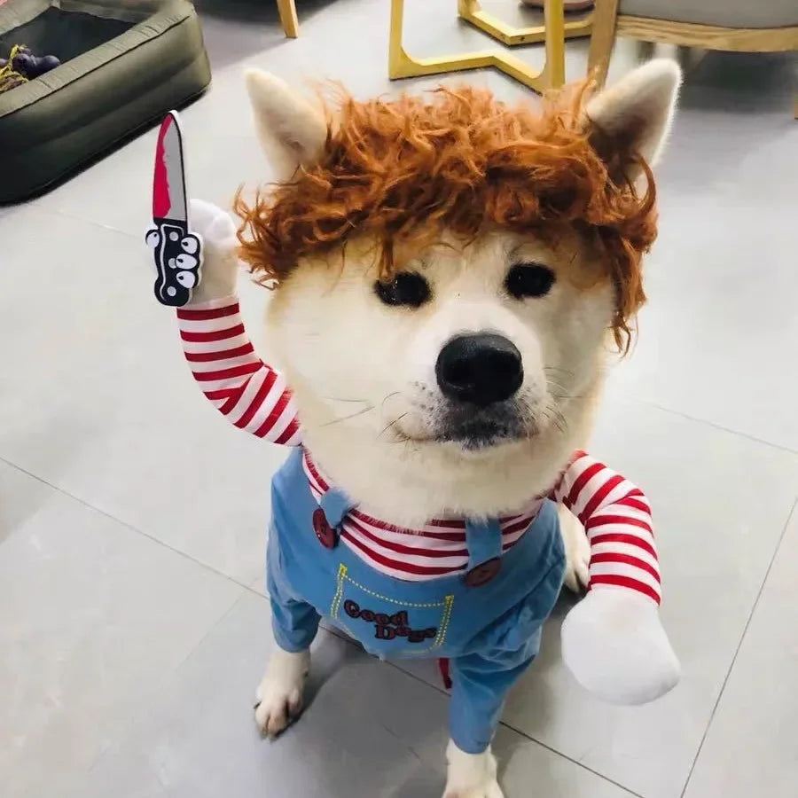 Holapet Halloween Chucky Pet Costume Funny 3D Dog Cat Outfit